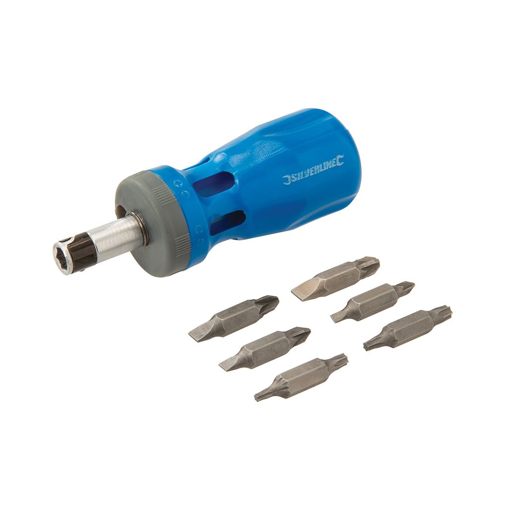 Silverline Stubby Ratchet Screwdriver Set 12-in-1 - 12-in-1