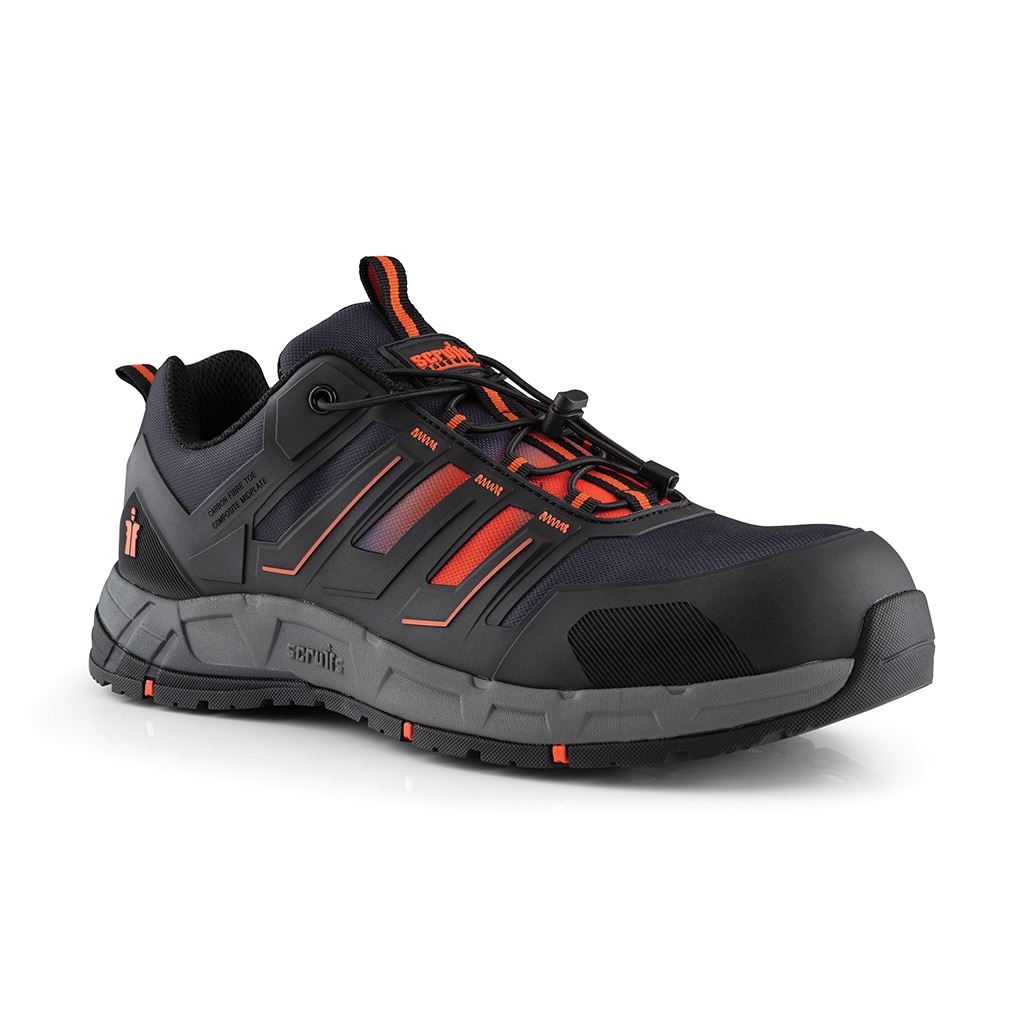 Scruffs Air Safety Trainer Black/Orange - Size 10 / 44