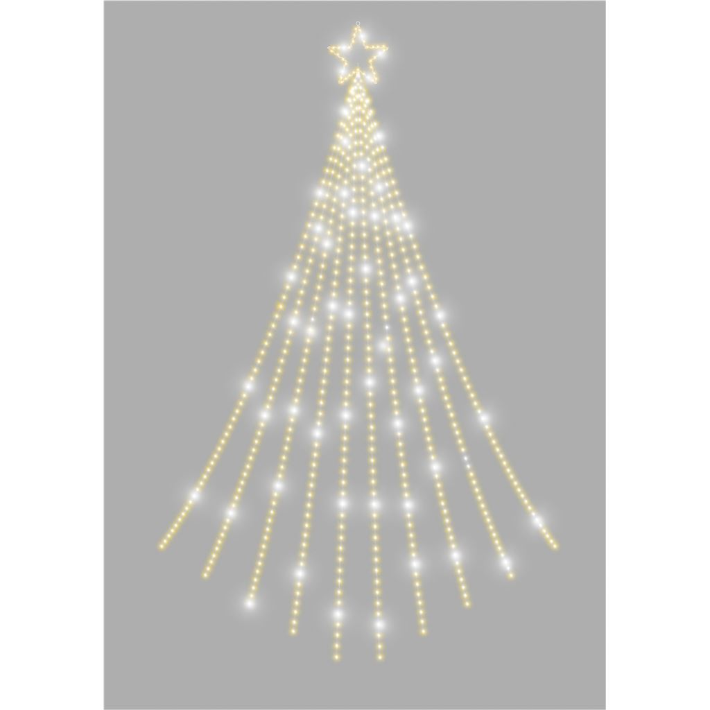 Xmas Haus Waterfall  2D Christmas Tree with Warm White LEDs, Star Top, 10% Twinkle, Timer PSU