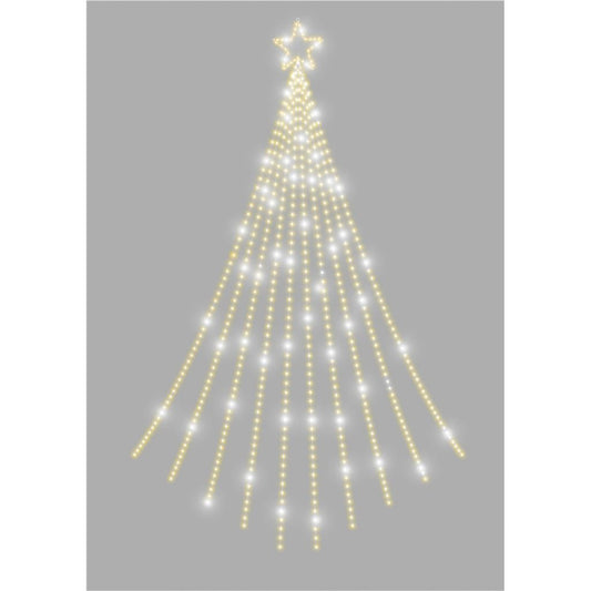 Xmas Haus Waterfall  2D Christmas Tree with Warm White LEDs, Star Top, 10% Twinkle, Timer PSU