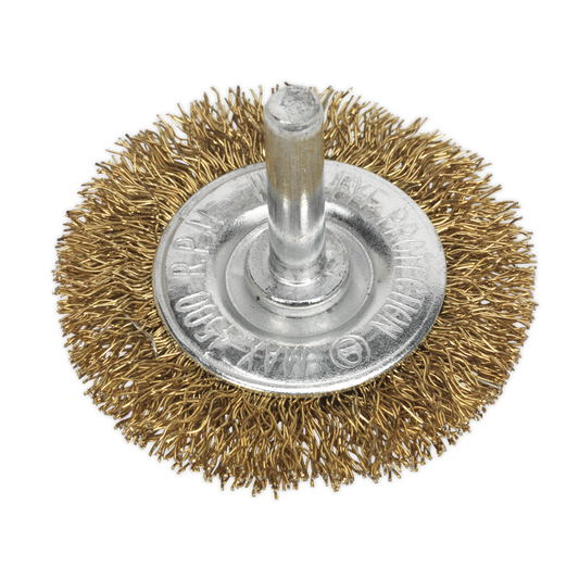 50mm Crimped Flat Wire Brush with 6mm Shaft