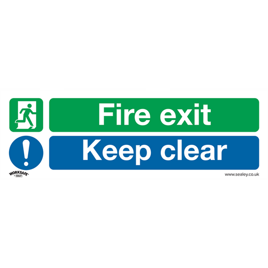 Worksafe&#174; Fire Exit Keep Clear (Large) Safety Sign, Rigid Plastic - Pack of 10