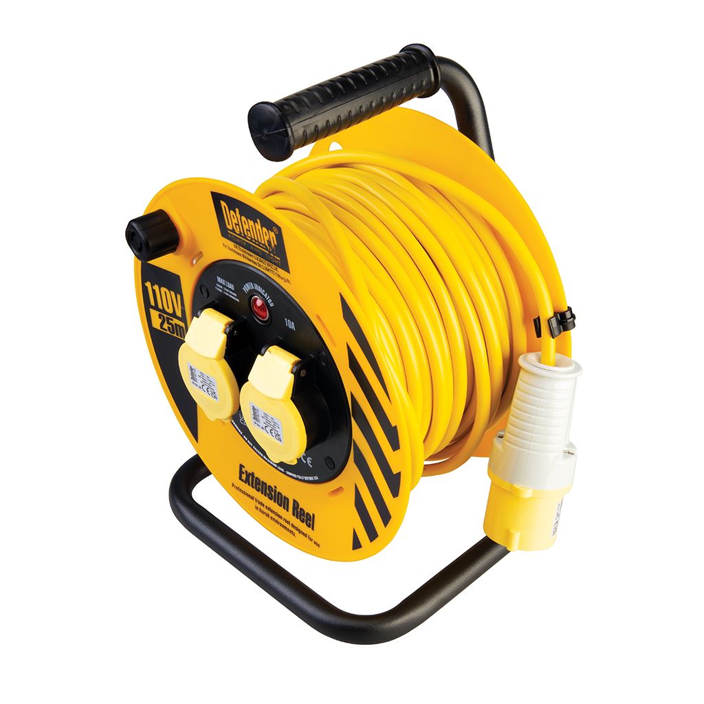 Defender Industrial Cable Reel 25m - 110V 16A