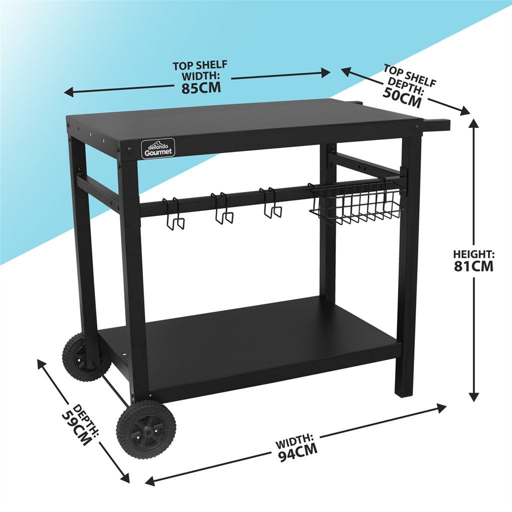 Dellonda BBQ & Plancha Trolley for Outdoor Cooking with Utensil Holder, Black - DG45