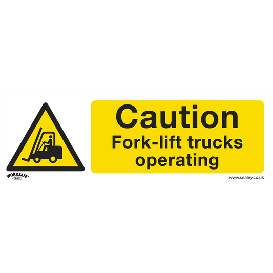 Worksafe&#174; Caution Fork-Lift Trucks Safety Sign, Rigid Plastic - Pack of 10