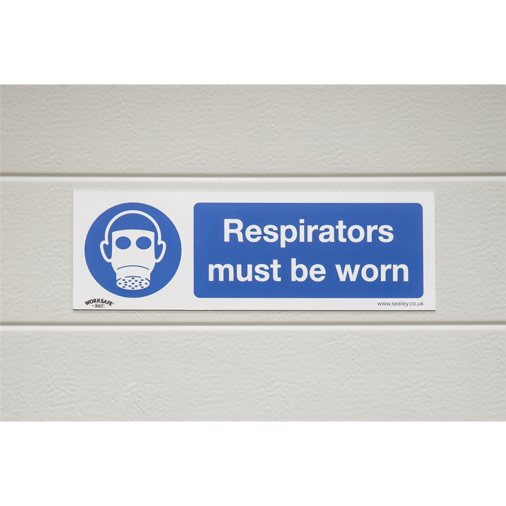 Worksafe&#174; Respirators Must Be Worn Safety Sign - Self-Adhesive Vinyl