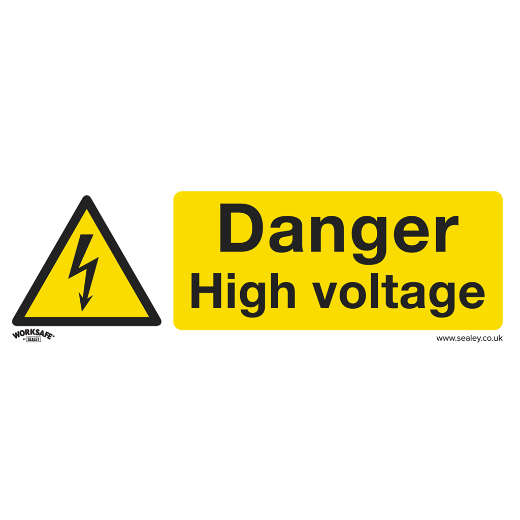 Worksafe&#174; Danger High Voltage Safety Sign - Self-Adhesive Vinyl