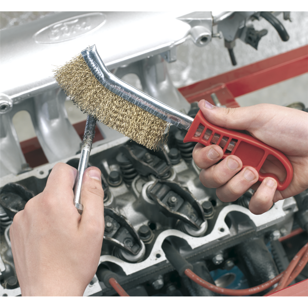 Wire Brush Brassed Steel with Plastic Handle