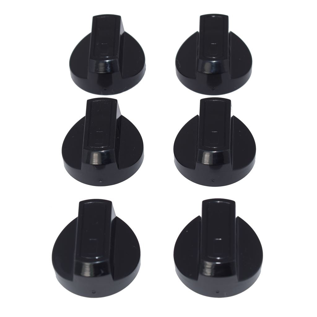 Universal Cooker, Oven & Grill Control Knobs with Adaptors - Black (Pack of 6) | Fits All Gas & Electric Cookers | Compatible Replacements by Ufixt