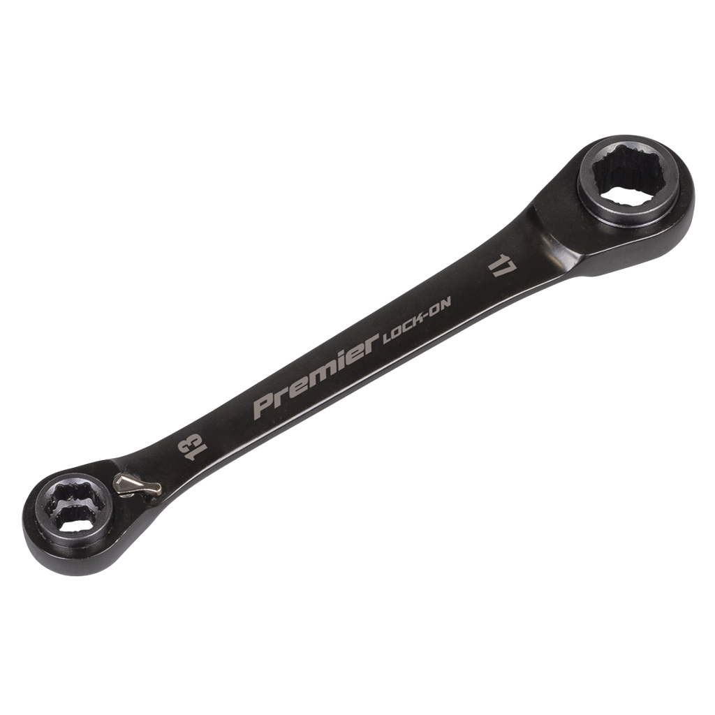 Premier Black 4-in-1 Reversible Lock-On? Ratchet Ring Spanner