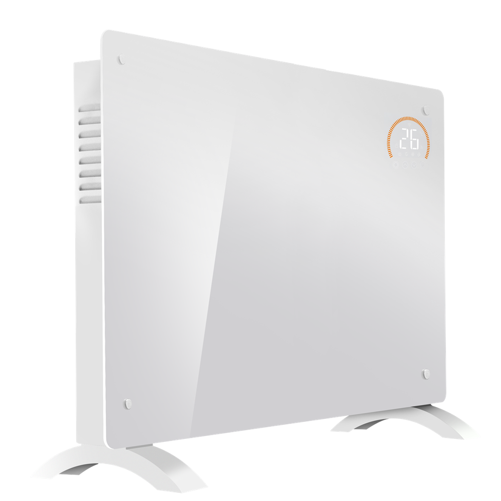 Baridi Electric Glass Panel Heater, 2000W, Thermostat Controlled 24Hr 7 Day Timer, Wi-Fi Enabled, Remote Control, White - DH140