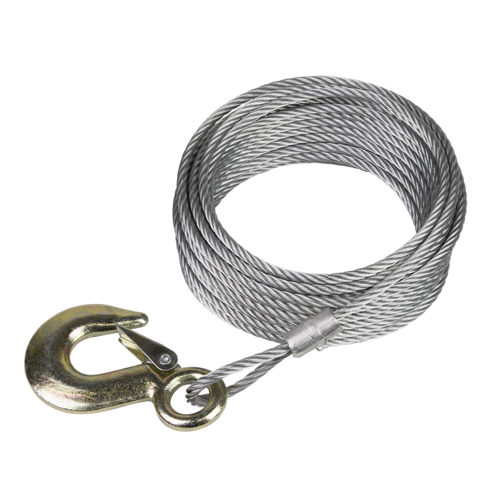 Winch Cable/Wire Rope with Forged Hook 5.1mm x 10m 810kg Breaking Strength