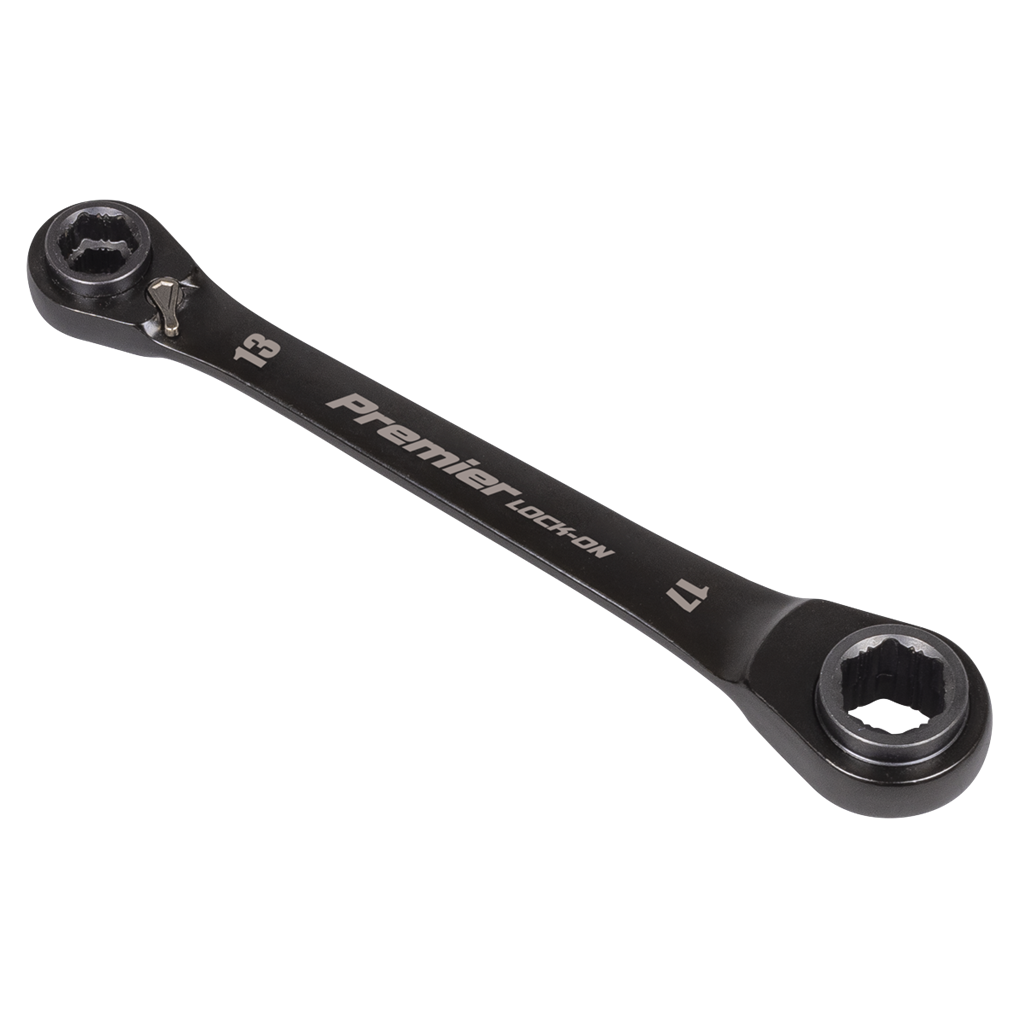 Premier Black 4-in-1 Reversible Lock-On? Ratchet Ring Spanner