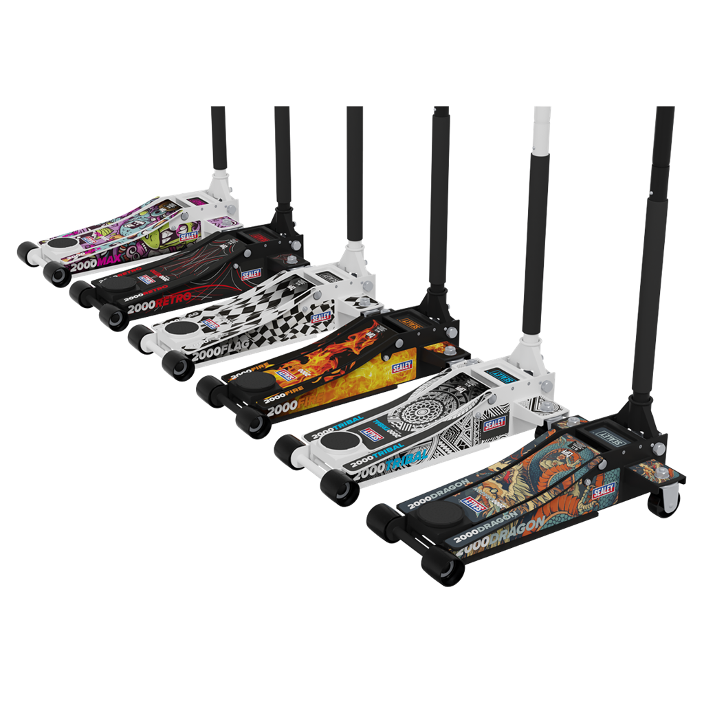 Low Profile Custom Design Trolley Jack with Rocket Lift 2 Tonne - Black