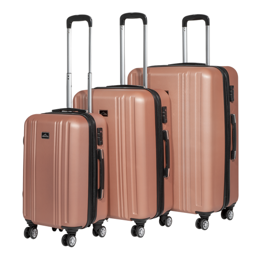 Dellonda 3-Piece Lightweight ABS Luggage Set with Integrated TSA Approved Combination Lock - Rose Gold - DL125