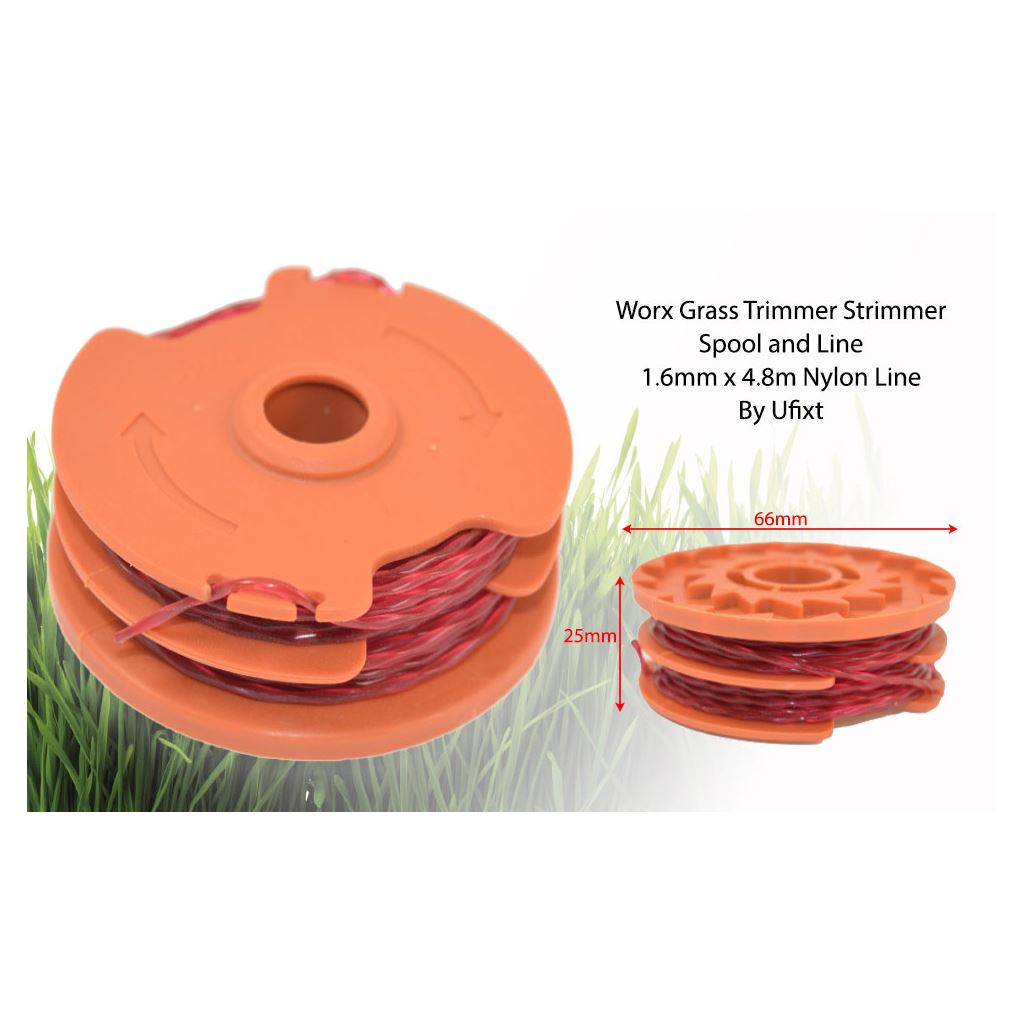 Worx-Type Grass Strimmer Spool & Dual Line 1.6mm x 4.8m | Compatible Replacement for WA0007 | Ufixt