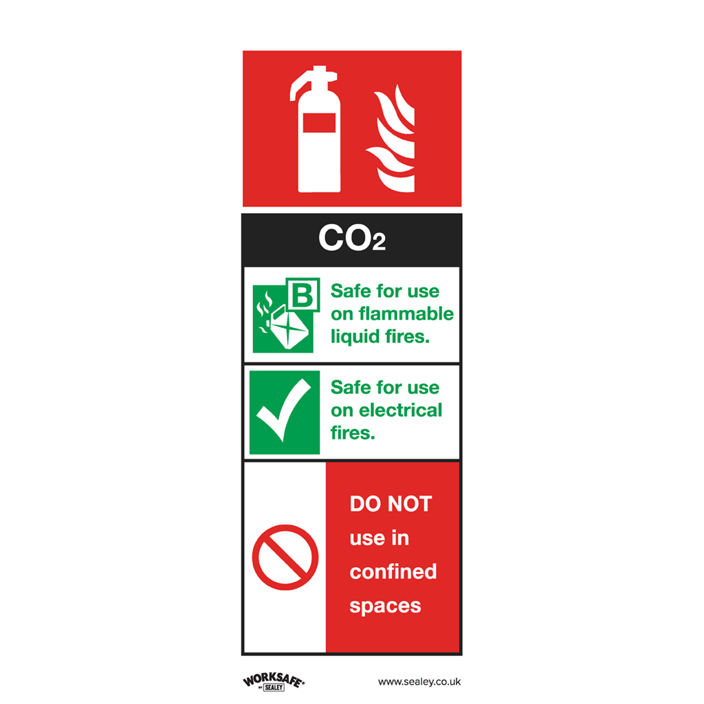 Worksafe&#174; CO2 Fire Extinguisher Safety Sign, Rigid Plastic - Pack of 10