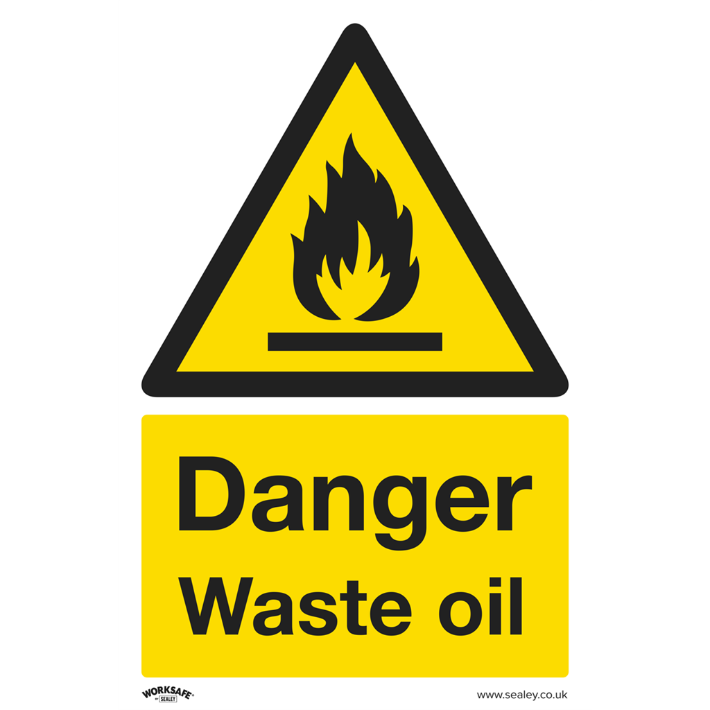 Worksafe&#174; Danger Waste Oil Safety Sign - Self-Adhesive Vinyl