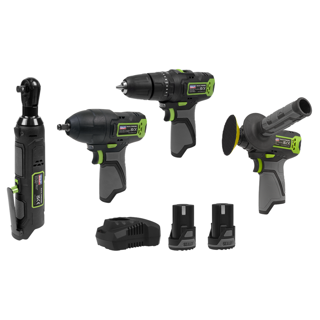 4 x SV10.8 Series Cordless Combo Kit 10.8V - 2 Batteries & Euro Plug