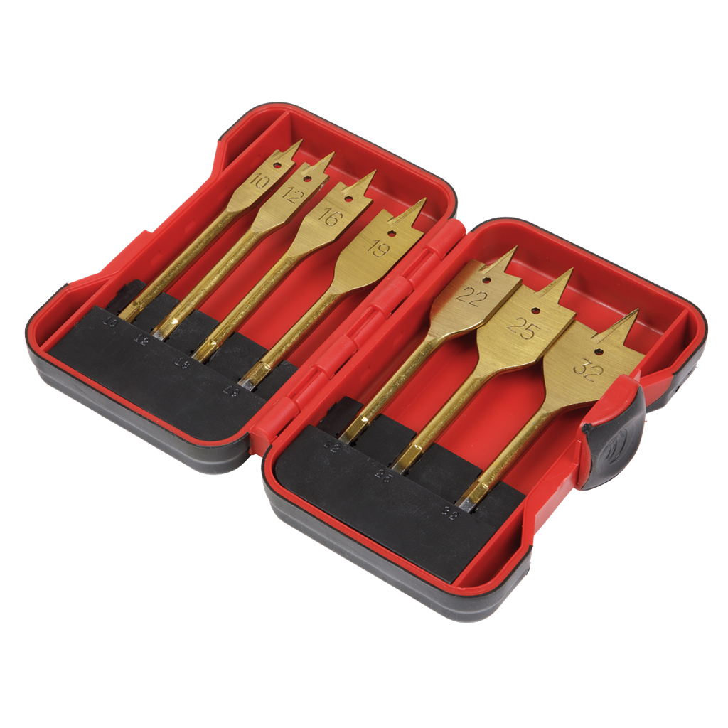 Flat Wood Drill Bit Set 7pc Titanium Coated