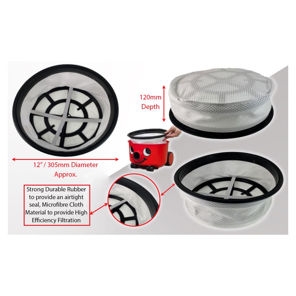 2 x Numatic Vacuum Cleaner 12" Microfibre Cloth Main Filters | Compatible Replacement by Ufixt