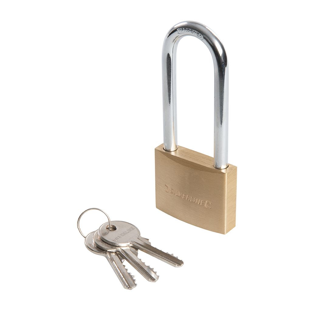 Silverline Brass Padlock Long Shackle - 50mm