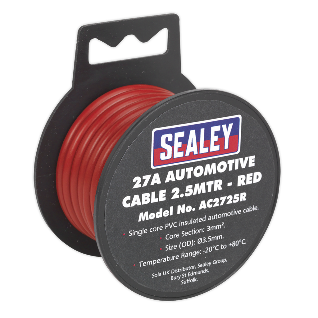 27A Thick Wall Automotive Cable 2.5m - Red