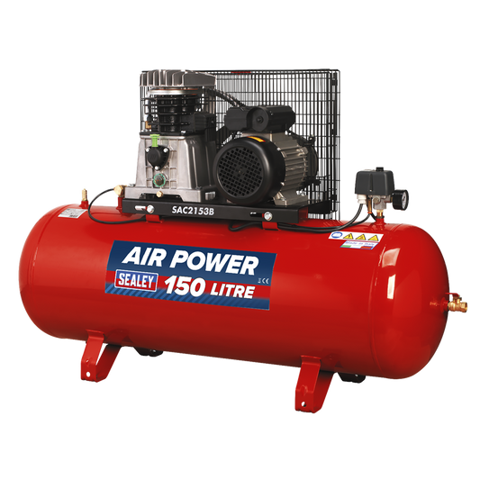 150L Belt Drive Air Compressor with Cast Cylinders 3hp