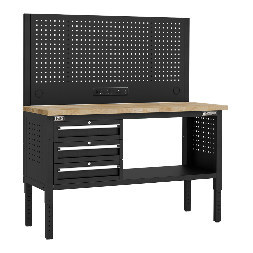 Superline PRO&#174; Modular Workbench with 3 Drawers Wooden Worktop 1525mm