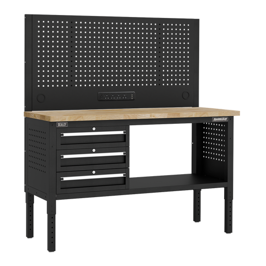 Superline PRO&#174; Modular Workbench with 3 Drawers Wooden Worktop 1525mm