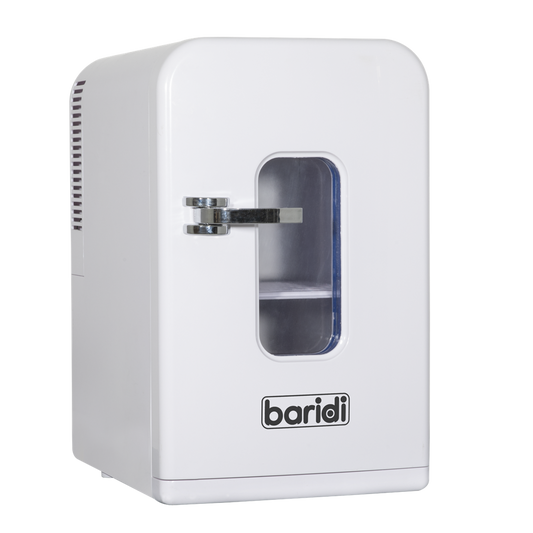Baridi 15L Mini Fridge Cooler & Warmer, 12V/230V, Perfect for Car, Bedroom, Camping, Makeup, White - DH94