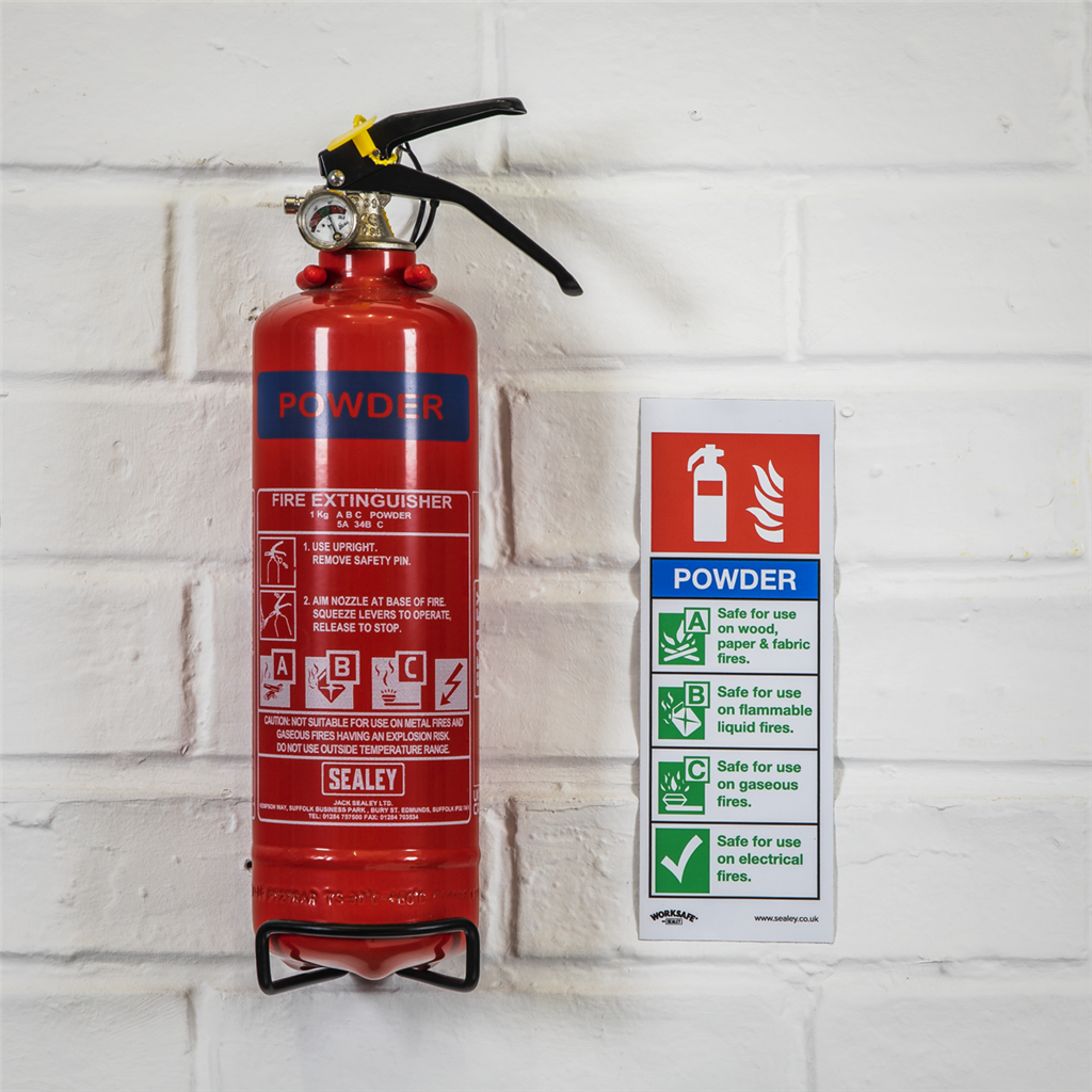 Worksafe&#174; Powder Fire Extinguisher Safety Sign - Self-Adhesive Vinyl