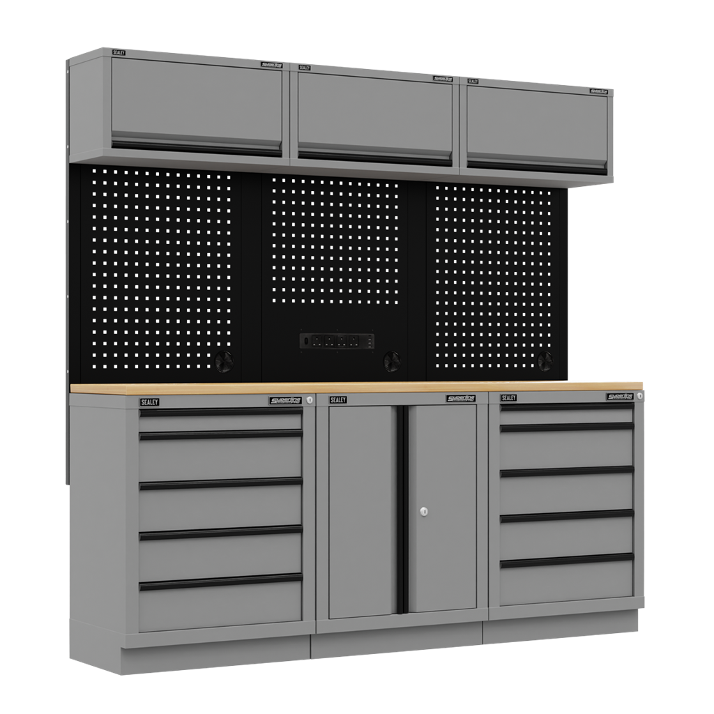Superline PRO&#174; Black Edition Storage System with Rubber Wood Worktop 2.04m