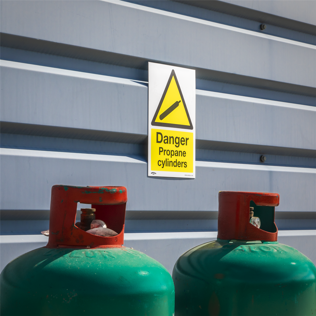 Worksafe&#174; Danger Propane Cylinders Safety Sign - Self-Adhesive Vinyl