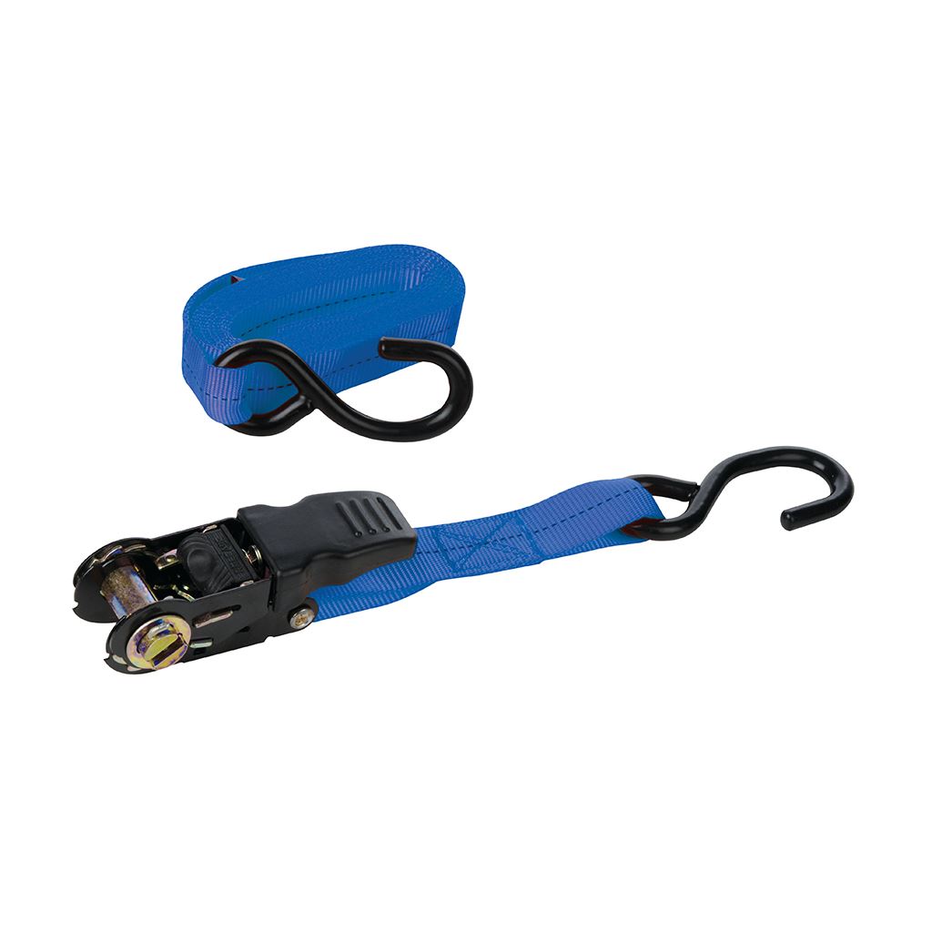 Silverline Rubber-Handled Ratchet Tie Down Strap S-Hook - 4.5m x 25mm - Rated 250kg Capacity 500kg