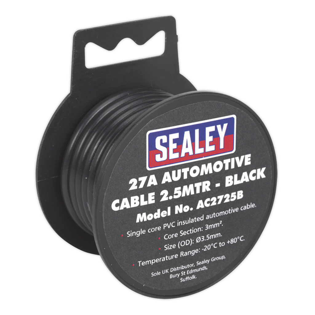 27A Thick Wall Automotive Cable 2.5m - Black