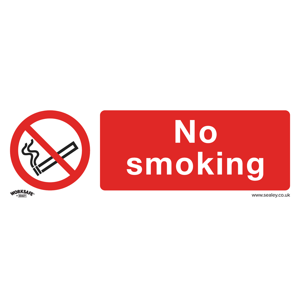 Worksafe&#174; No Smoking Safety Sign, Self-Adhesive Vinyl - Pack of 10