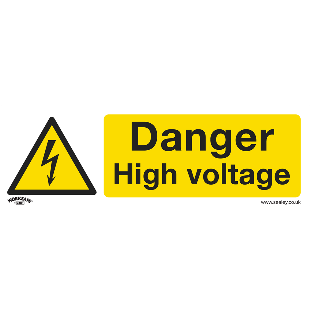 Worksafe&#174; Danger High Voltage Safety Sign, Self-Adhesive Vinyl - Pack of 10