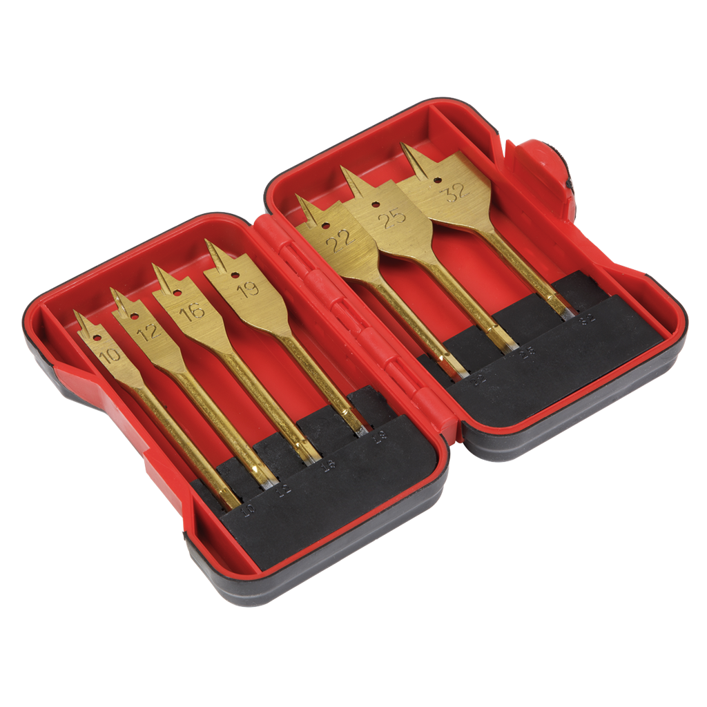 Flat Wood Drill Bit Set 7pc Titanium Coated