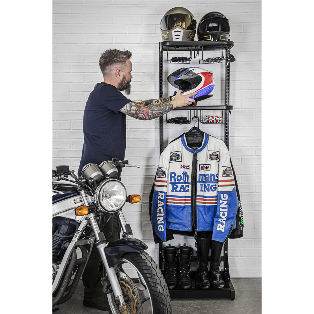 Freestanding Motorcycle Helmet & Gear Storage