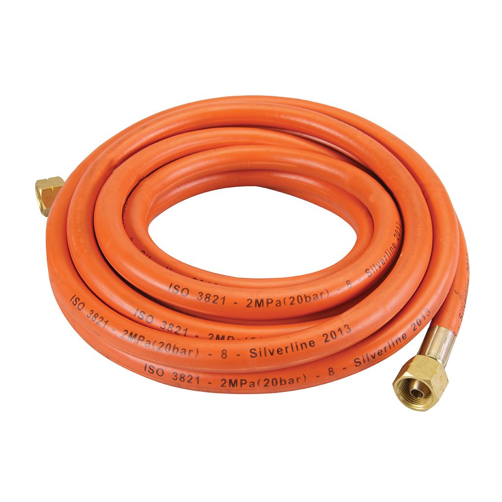 Silverline Gas Hose with Connectors - 5m