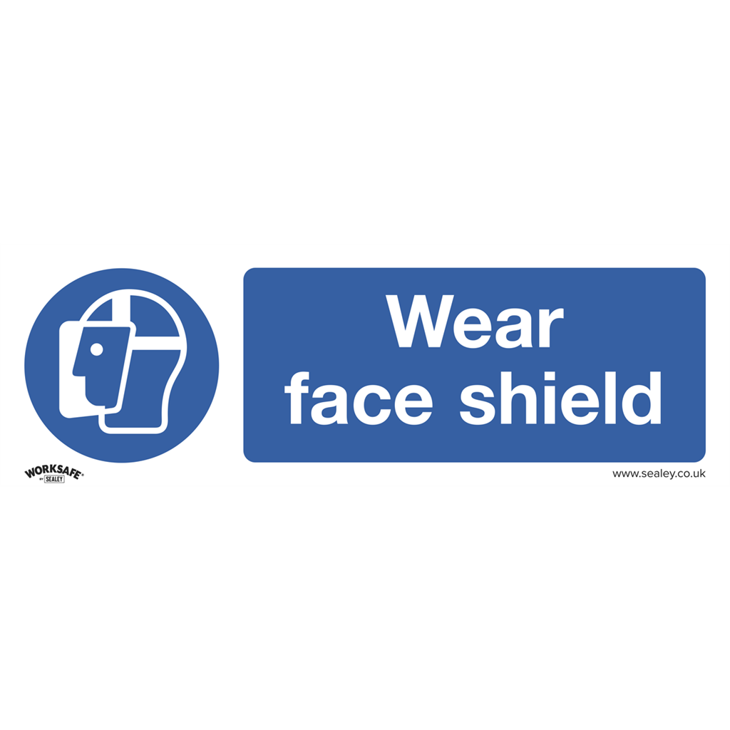 Worksafe&#174; Wear Face Shield Safety Sign, Self-Adhesive Vinyl - Pack of 10