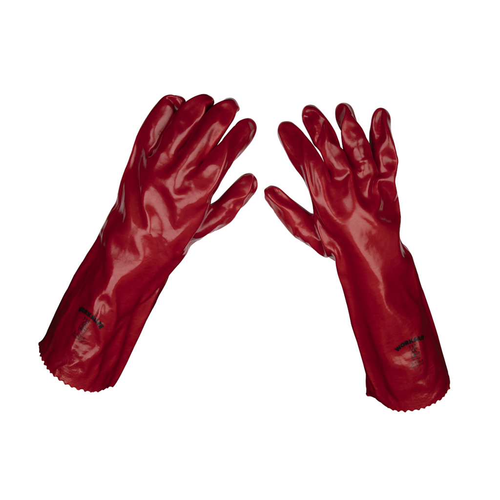 Worksafe&#174; PVC Gauntlets 450mm, Red - Pair