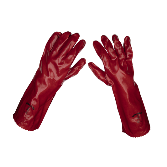 Worksafe&#174; PVC Gauntlets 450mm, Red - Pair