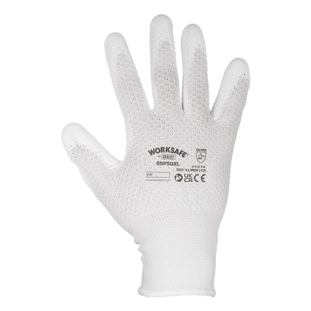 Worksafe&#174; White Precision Grip Gloves, X-Large- Pair