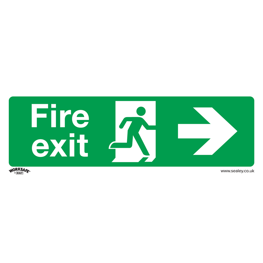 Worksafe&#174; Fire Exit (Right) Safety Sign, Rigid Plastic - Pack of 10