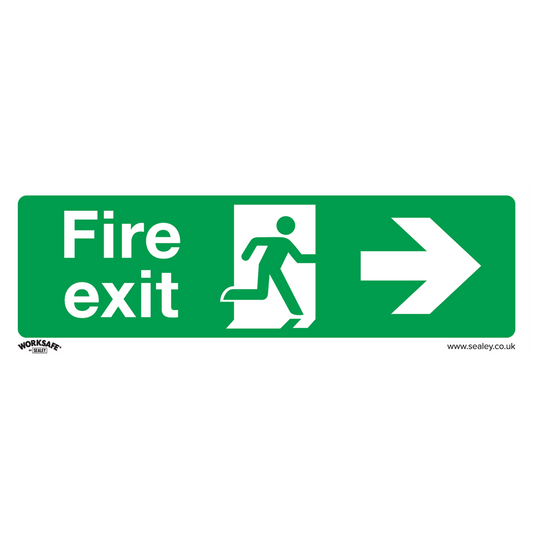 Worksafe&#174; Fire Exit (Right) Safety Sign, Rigid Plastic - Pack of 10