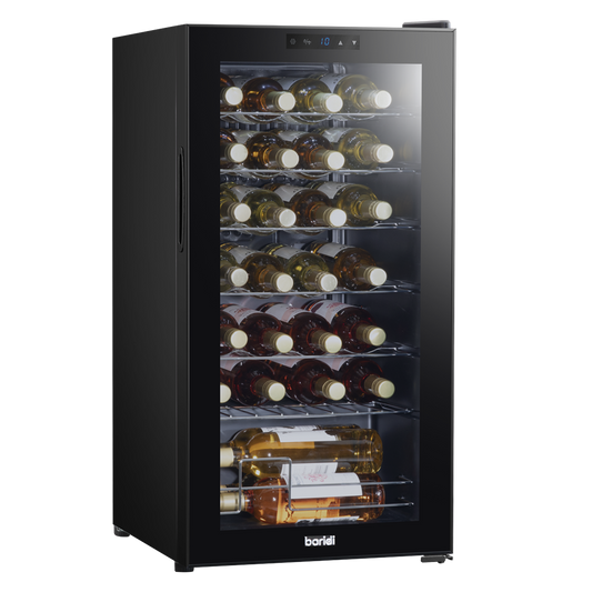Baridi 28 Bottle Wine Fridge with Digital Touchscreen Controls & LED Light, Black - DH10