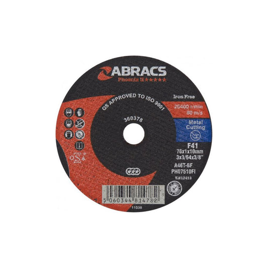 ABRACS Phoenix II Flat Cutting Disc 75 x 1.0 x 10mm