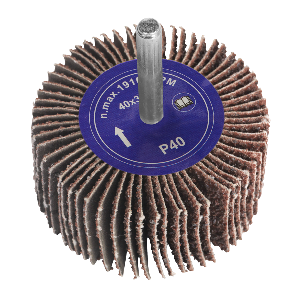 Abrasive Flap Wheel &#216;40 x 30mm 40Grit 6mm Shaft